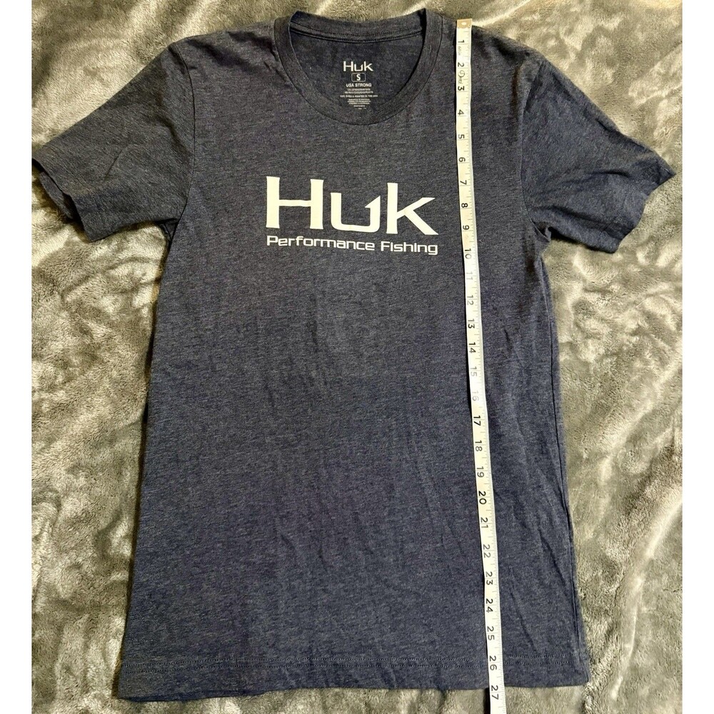 Huk Men's Size Small Performance Fishing Logo Tee, Short Sleeve Navy Blue - Picture 4 of 5